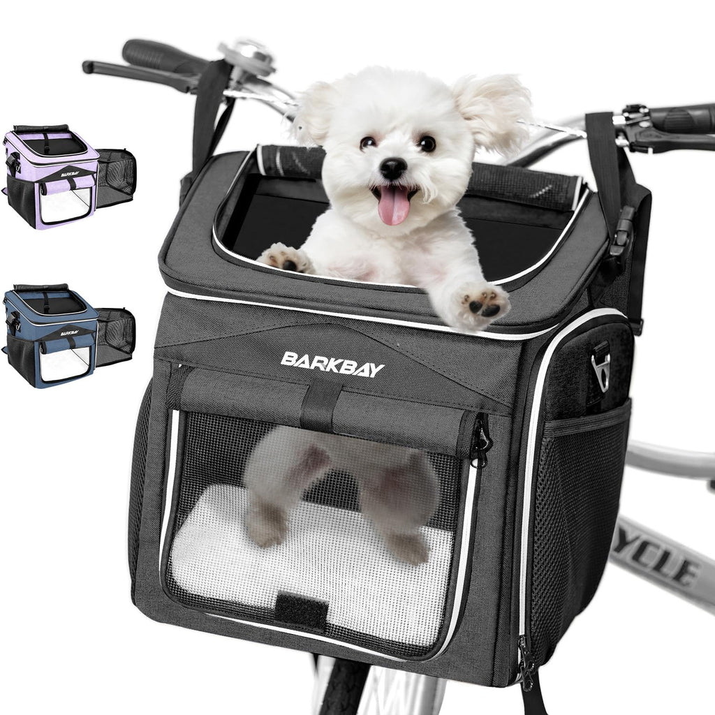 Foldable Soft-Sided Dog Bike Basket Carrier with 2 Open Doors Z918582