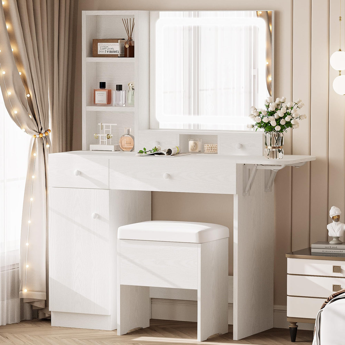Vanity Desk with Charging Station and Storage Q520243
