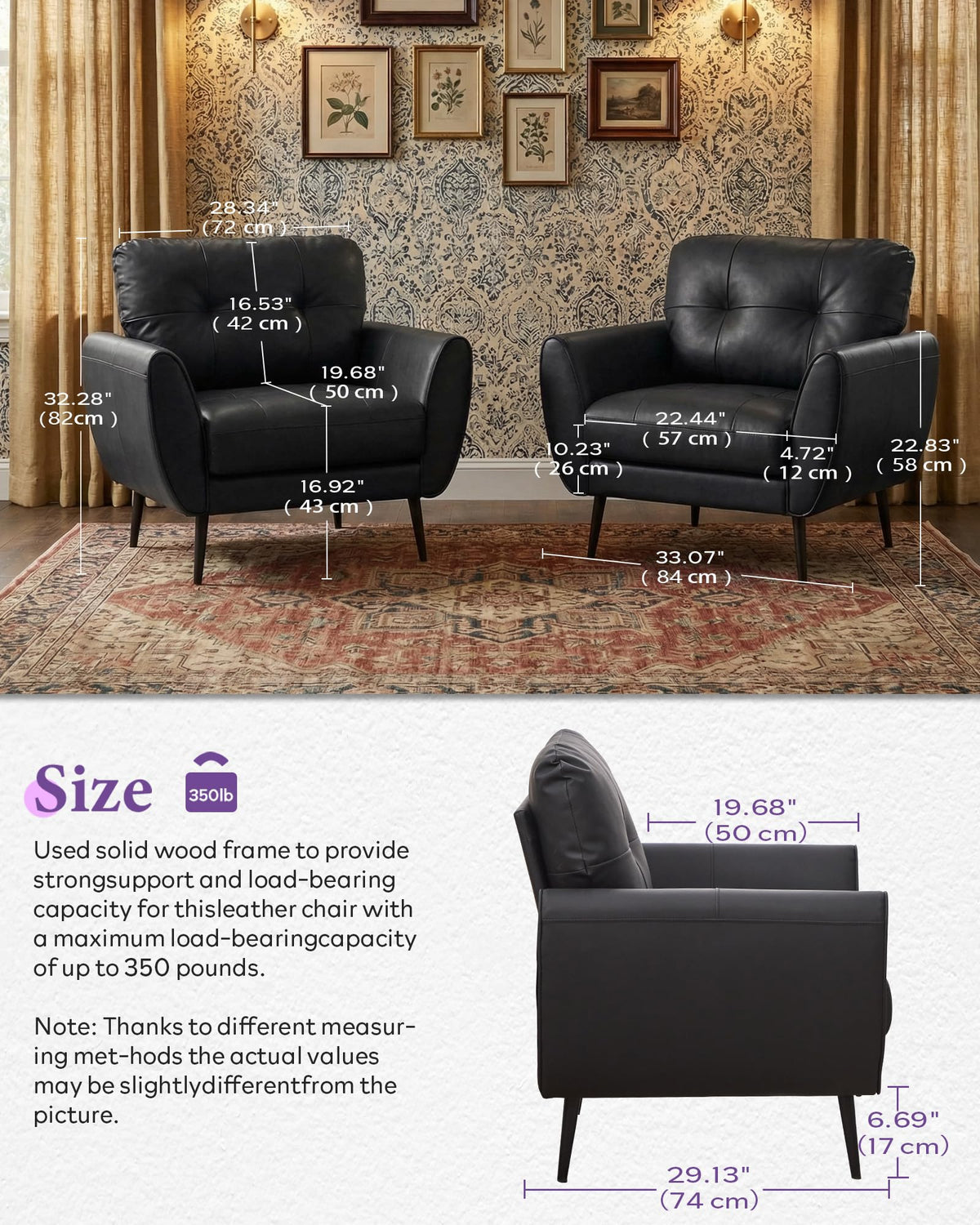 Black Leather Tufted Accent Chair K3965