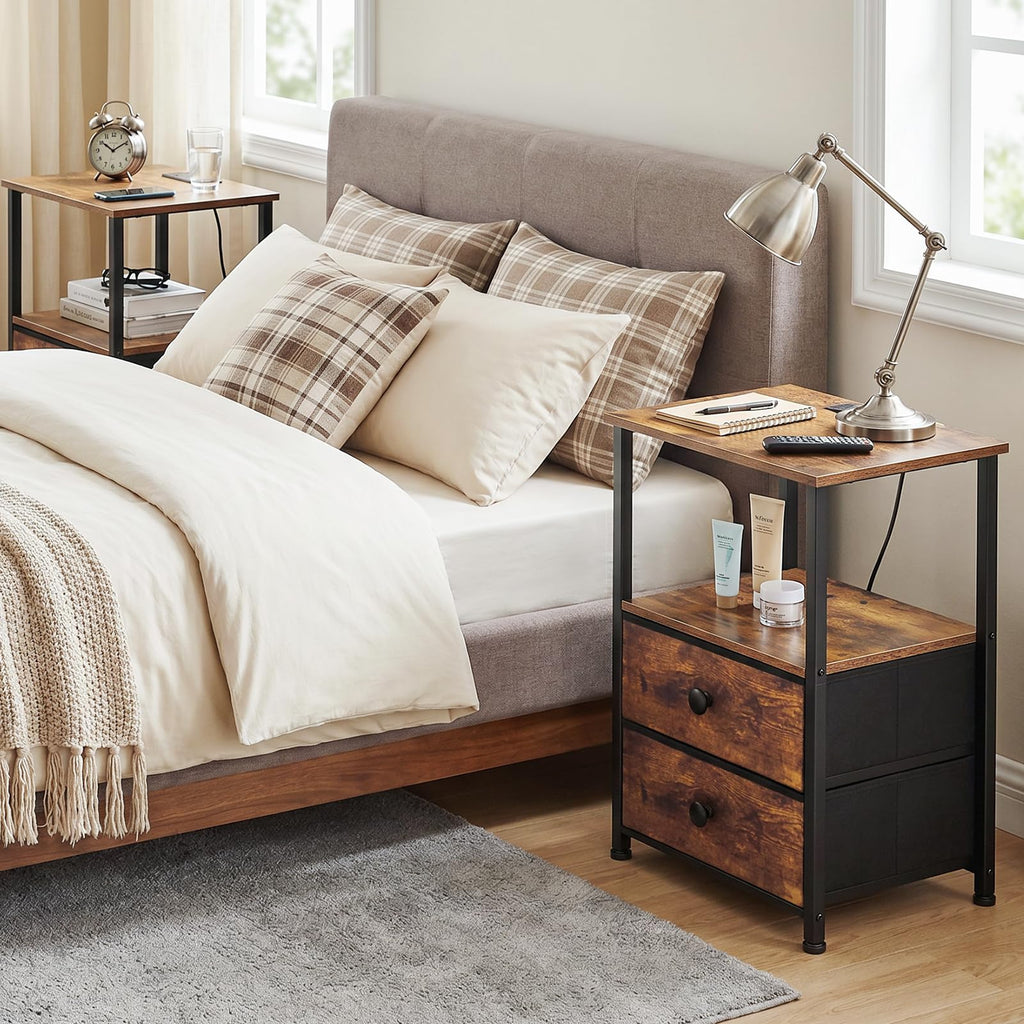 Nightstands Set of 2 with Charging Station N6891