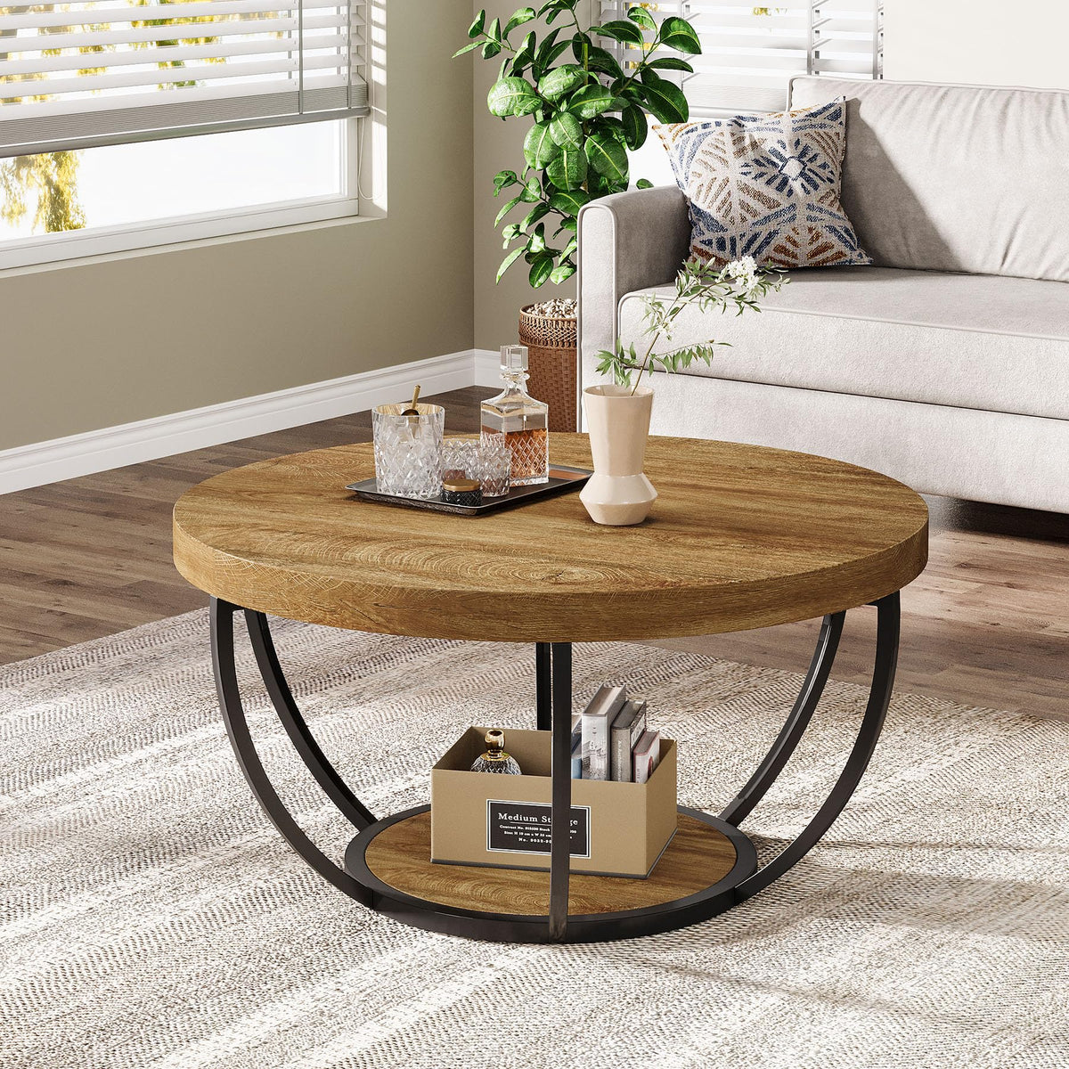 Round Coffee Table with Storage W58464
