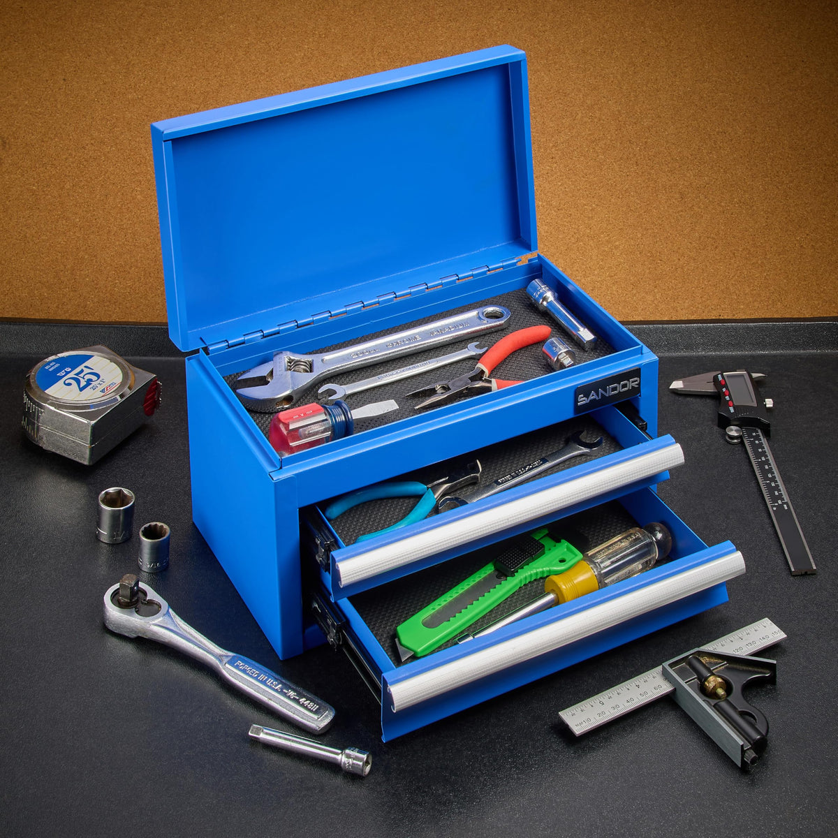 Blue Metal Tool Chest with 2 Drawers T84055