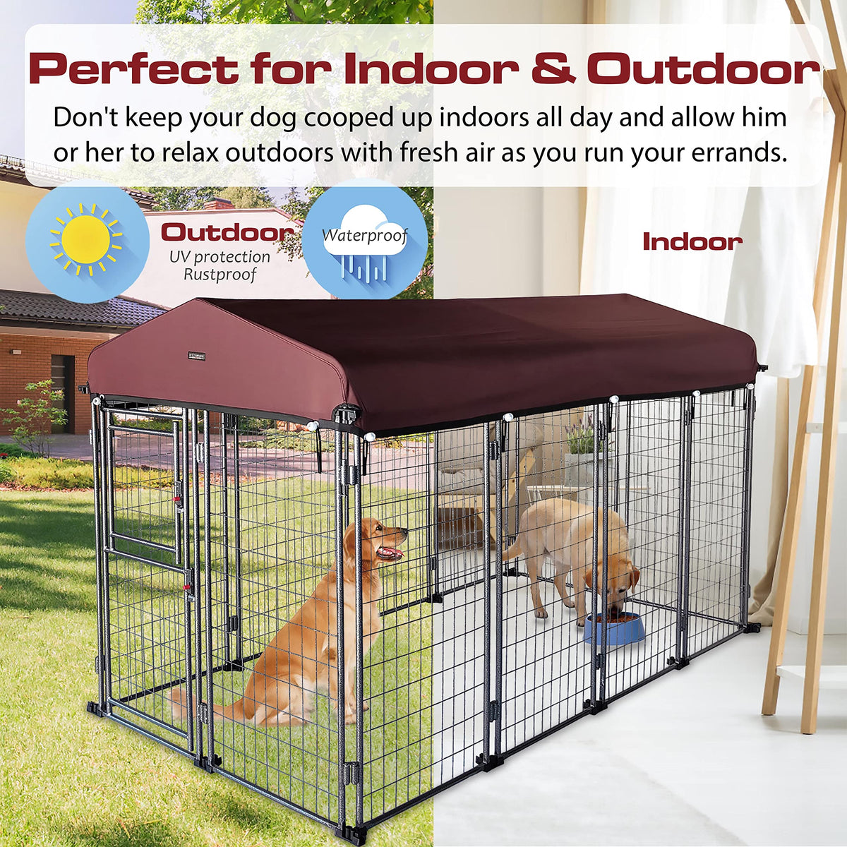 8' x 4' x 5' Outdoor Dog Kennel with Roof Cover S714235