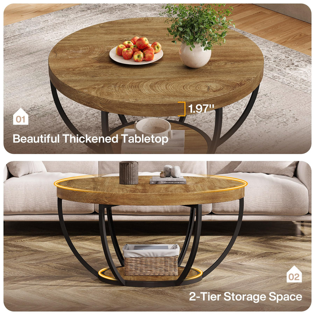 Round Coffee Table with Storage W58464