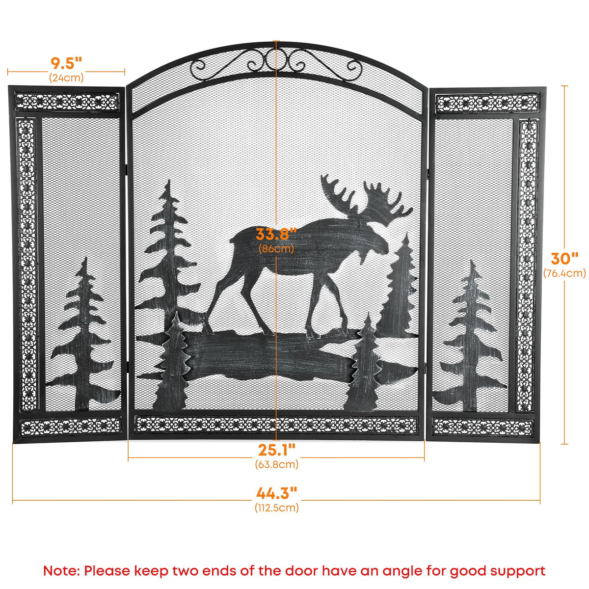 3 Panel Fireplace Screen with Guard Grate C5273