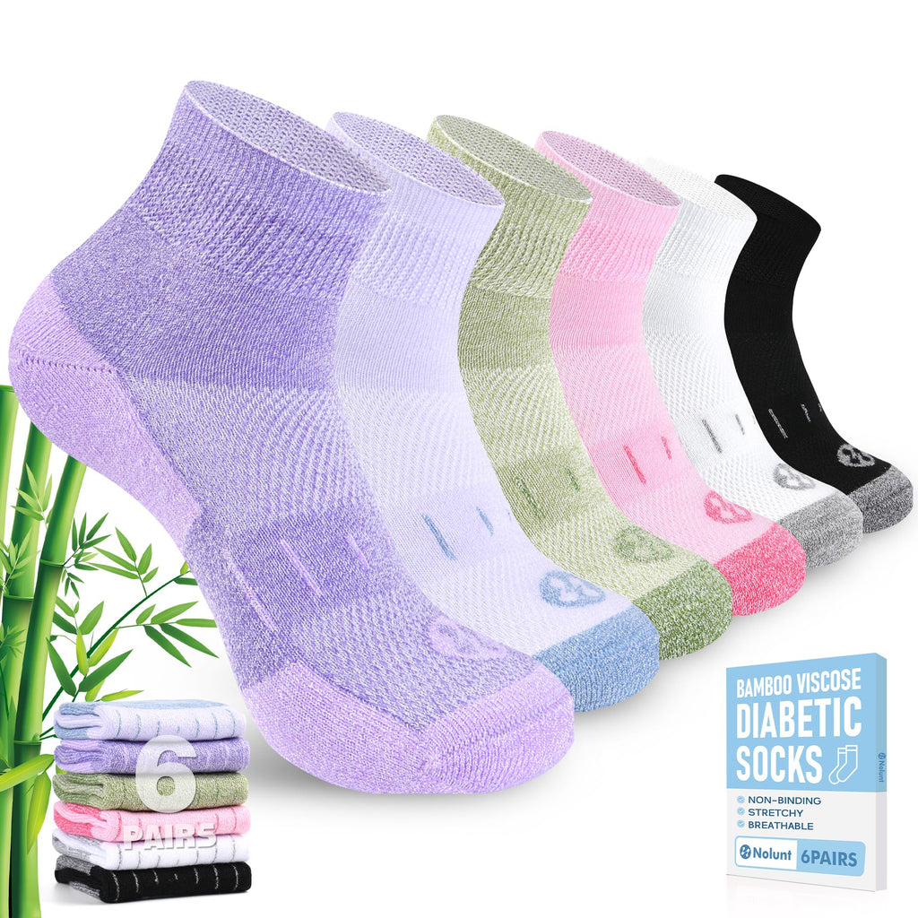6 Pairs Wide Bamboo Viscose Non Binding Socks I2962