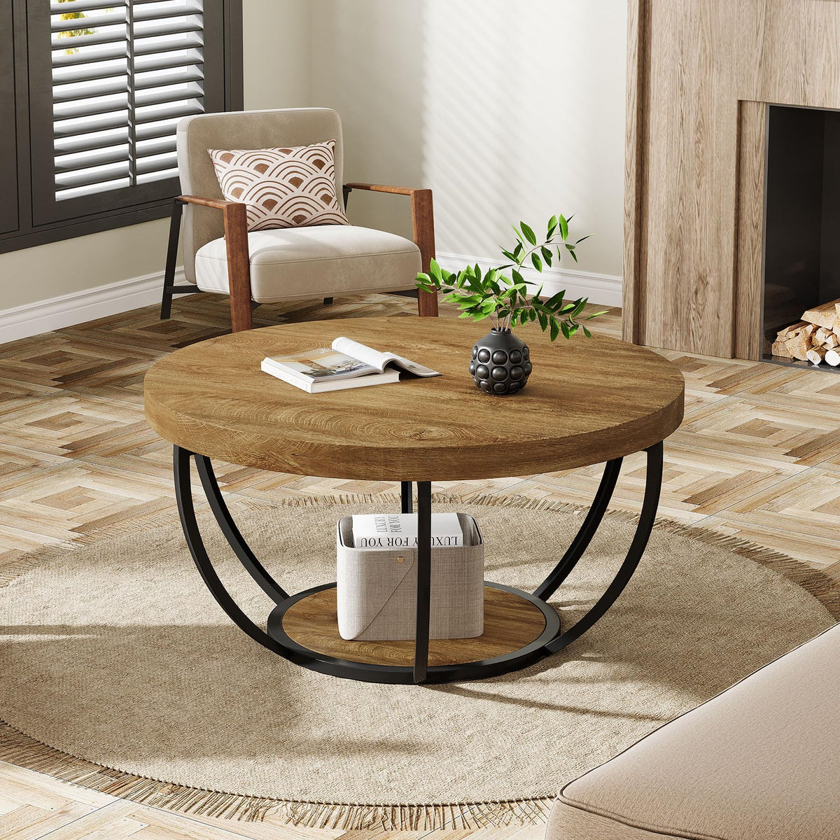 Round Coffee Table with Storage W58464