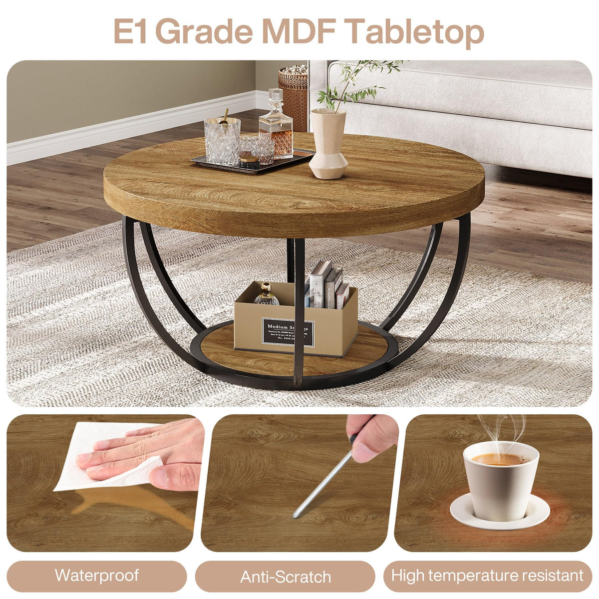 Round Coffee Table with Storage W58464