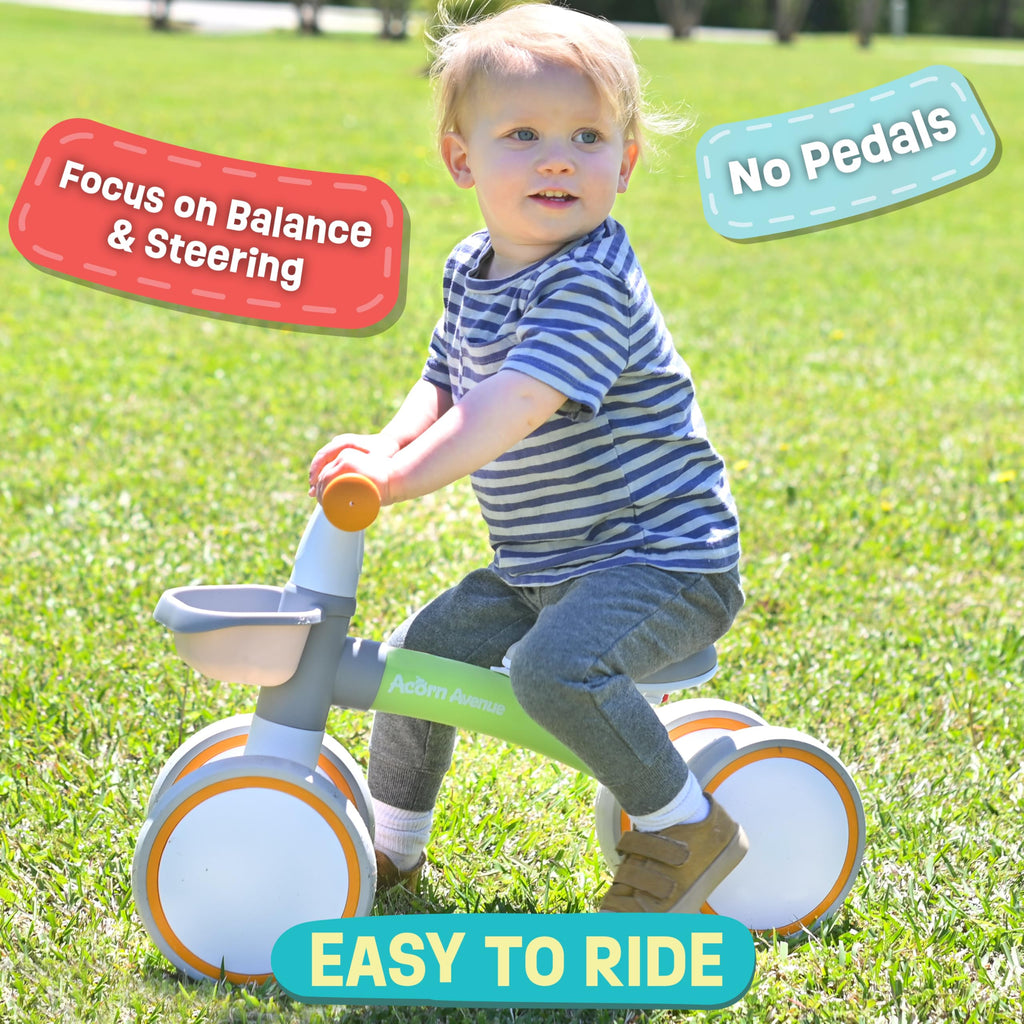 12-24 Month 4 Wheels Adjustable Seat Baby Balance Bike with Storage Basket I6805