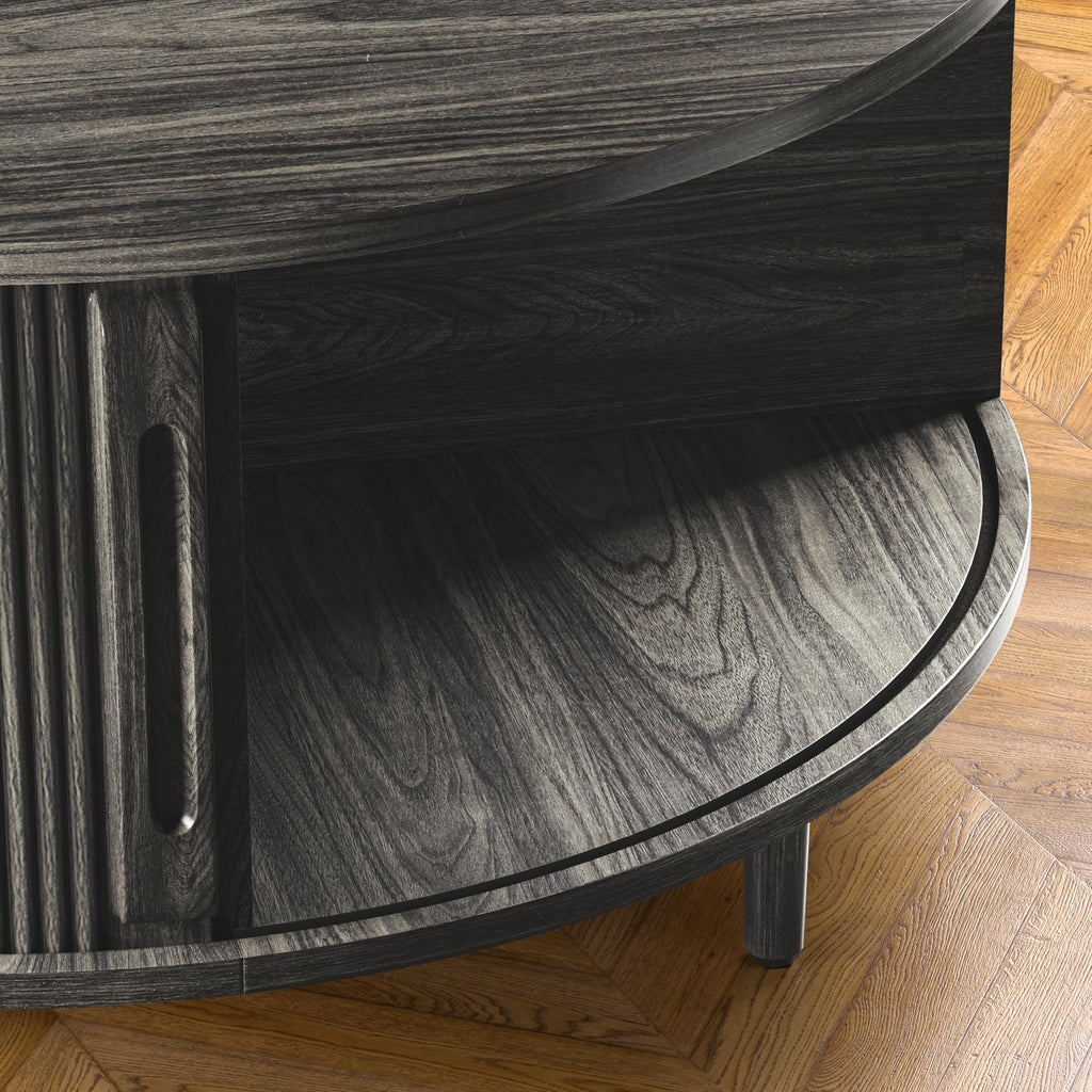 Round Coffee Table, 31.5" Lift-Top with Storage, Grey R70464