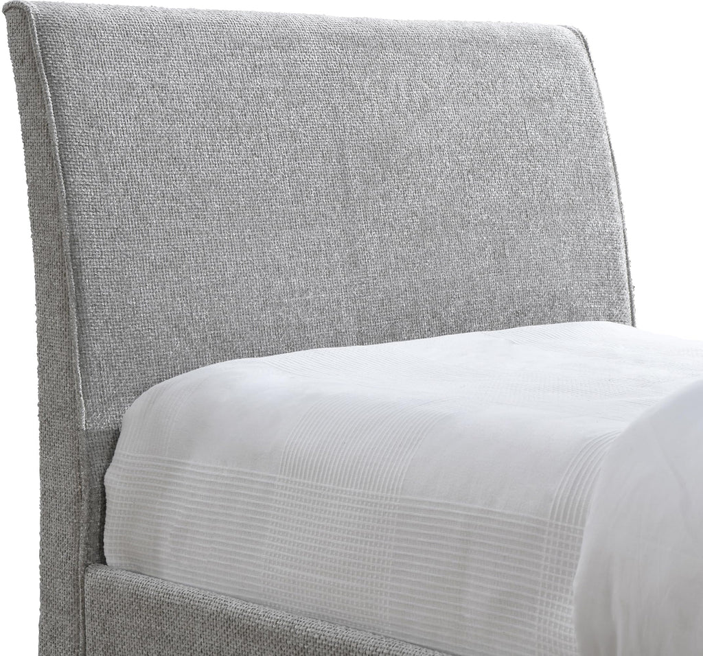 Grey Chenille Twin Trundle Bed D4225